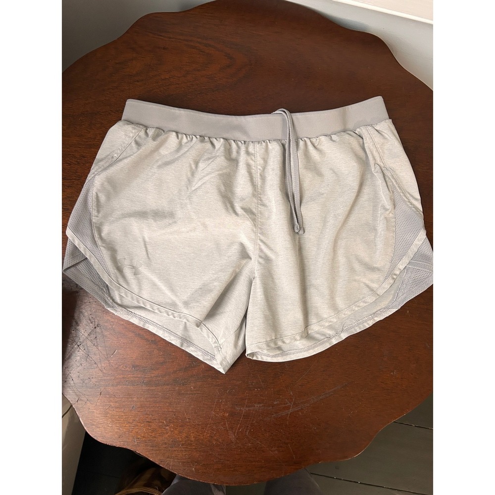 Under Armour Fly By Running Shorts Gray Mesh Panel Athletic Shorts Women Size M